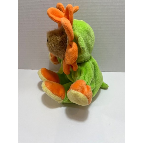 Vintage G.A.C. 1998 Plush Teddy Bear in Spring Orange and Green Flower Costume - Picture 5 of 7
